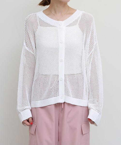 COLONY 2139(コロニートゥーワンスリーナイン)の「メッシュカーディガン(カーディガン/ボレロ・レディース・ブラック/グレイッシュベージュ/オフホワイト・FREE)」の9枚目の写真