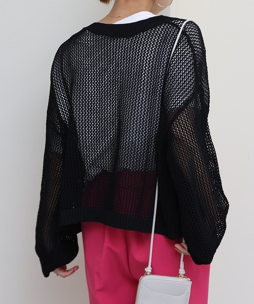 COLONY 2139(コロニートゥーワンスリーナイン)の「メッシュカーディガン(カーディガン/ボレロ・レディース・ブラック/グレイッシュベージュ/オフホワイト・FREE)」の5枚目の写真