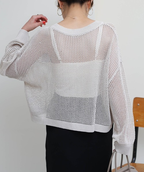 COLONY 2139(コロニートゥーワンスリーナイン)の「メッシュカーディガン(カーディガン/ボレロ・レディース・ブラック/グレイッシュベージュ/オフホワイト・FREE)」の8枚目の写真