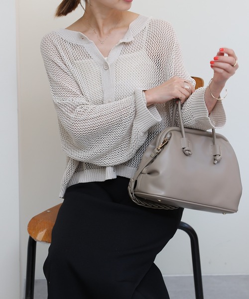 COLONY 2139(コロニートゥーワンスリーナイン)の「メッシュカーディガン(カーディガン/ボレロ・レディース・ブラック/グレイッシュベージュ/オフホワイト・FREE)」の7枚目の写真