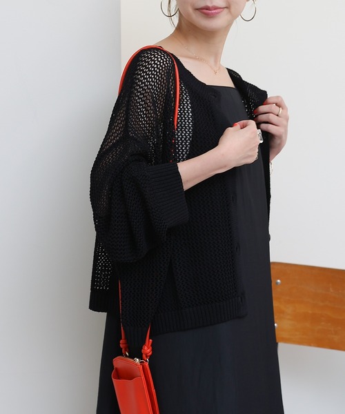 COLONY 2139(コロニートゥーワンスリーナイン)の「メッシュカーディガン(カーディガン/ボレロ・レディース・ブラック/グレイッシュベージュ/オフホワイト・FREE)」の6枚目の写真