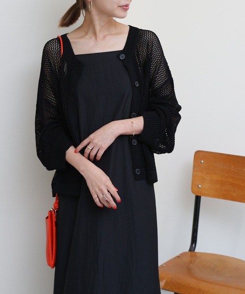 COLONY 2139(コロニートゥーワンスリーナイン)の「メッシュカーディガン(カーディガン/ボレロ・レディース・ブラック/グレイッシュベージュ/オフホワイト・FREE)」の13枚目の写真