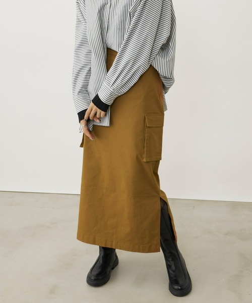 Auntie Rosa Holiday（アンティローザホリデー）の「ツイルカーゴナロースカート / サイズ展開あり（スカート・レディース・ブラック/ブラウン/カーキ/アイボリー・SMALL/MEDIUM）」の6枚目の写真