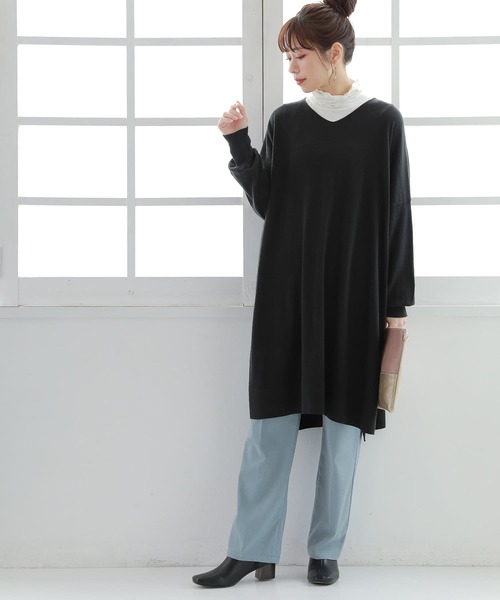 osharewalker（オシャレウォーカー）の「【廃盤】『ドルマンチュニックVネックニット』（ニット/セーター・レディース・ブラック/ベージュ/ブルーグリーン/パープル・FREE）」の18枚目の写真