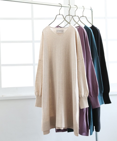 osharewalker（オシャレウォーカー）の「【廃盤】『ドルマンチュニックVネックニット』（ニット/セーター・レディース・ブラック/ベージュ/ブルーグリーン/パープル・FREE）」の19枚目の写真