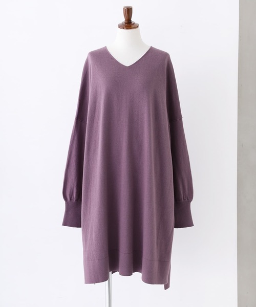 osharewalker（オシャレウォーカー）の「【廃盤】『ドルマンチュニックVネックニット』（ニット/セーター・レディース・ブラック/ベージュ/ブルーグリーン/パープル・FREE）」の21枚目の写真