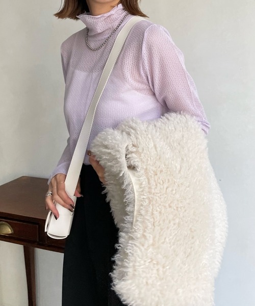 DouDou(ドゥドゥ)の「レースタートル(Tシャツ/カットソー・レディース・オフホワイト/ピンク/ブラック・FREE)」の1枚目の写真