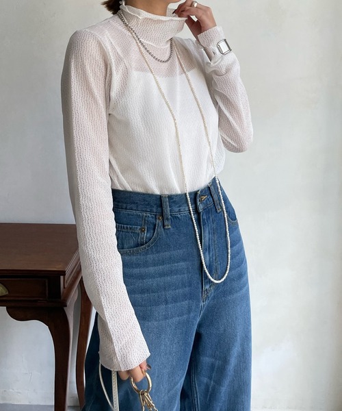 DouDou(ドゥドゥ)の「レースタートル(Tシャツ/カットソー・レディース・オフホワイト/ピンク/ブラック・FREE)」の4枚目の写真