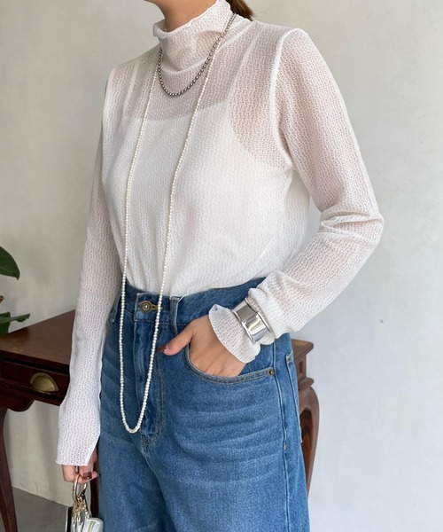 DouDou(ドゥドゥ)の「レースタートル(Tシャツ/カットソー・レディース・オフホワイト/ピンク/ブラック・FREE)」の9枚目の写真