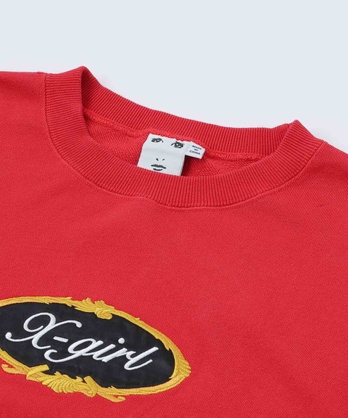 X-girl(エックスガール)の「ROYAL OVAL LOGO CREW SWEAT TOP(スウェット・レディース・レッド/ブラック/アッシュ・ONE SIZE)」の12枚目の写真