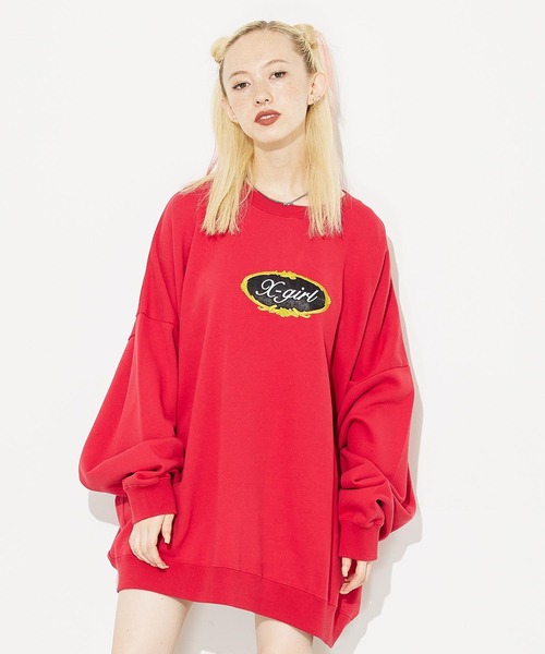 X-girl(エックスガール)の「ROYAL OVAL LOGO CREW SWEAT TOP(スウェット・レディース・レッド/ブラック/アッシュ・ONE SIZE)」の20枚目の写真