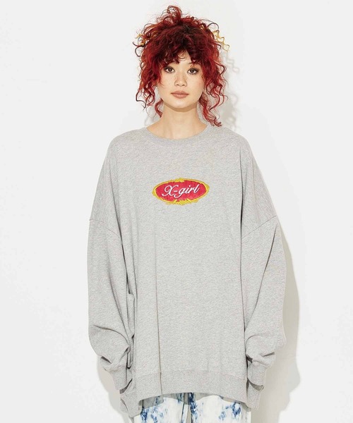 X-girl(エックスガール)の「ROYAL OVAL LOGO CREW SWEAT TOP(スウェット・レディース・レッド/ブラック/アッシュ・ONE SIZE)」の21枚目の写真
