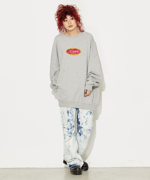 X-girl(エックスガール)の「ROYAL OVAL LOGO CREW SWEAT TOP(スウェット・レディース・レッド/ブラック/アッシュ・ONE SIZE)」の18枚目の写真