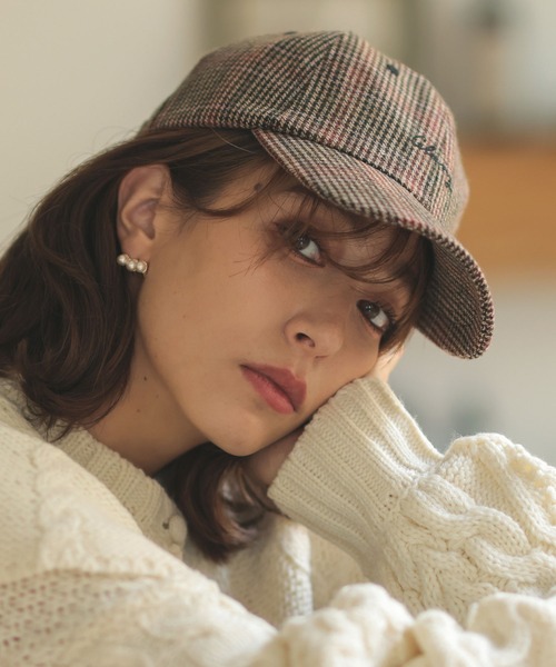 DONOBAN（ドノバン）の「ロゴ刺繍チェックCAP（キャップ・レディース・ブラウン/グレー/ブラウン系その他・F）」の2枚目の写真