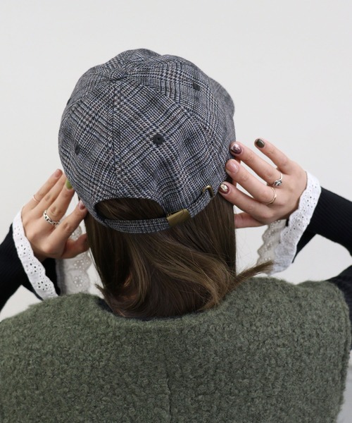 DONOBAN（ドノバン）の「ロゴ刺繍チェックCAP（キャップ・レディース・ブラウン/グレー/ブラウン系その他・F）」の6枚目の写真