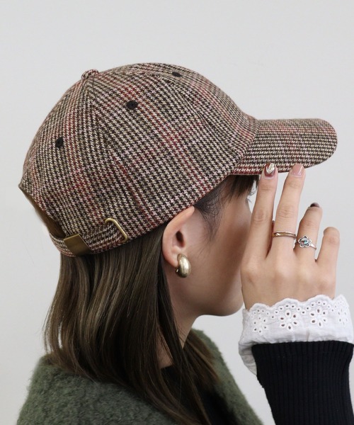 DONOBAN（ドノバン）の「ロゴ刺繍チェックCAP（キャップ・レディース・ブラウン/グレー/ブラウン系その他・F）」の7枚目の写真