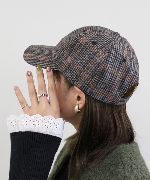 DONOBAN（ドノバン）の「ロゴ刺繍チェックCAP（キャップ・レディース・ブラウン/グレー/ブラウン系その他・F）」の9枚目の写真
