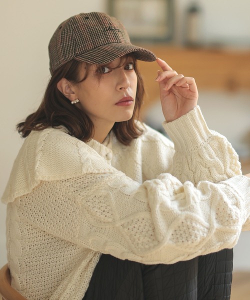 DONOBAN（ドノバン）の「ロゴ刺繍チェックCAP（キャップ・レディース・ブラウン/グレー/ブラウン系その他・F）」の15枚目の写真