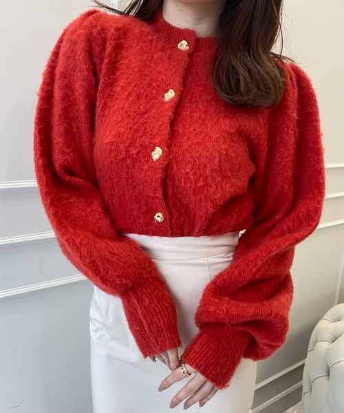 EIMY ISTOIRE(エイミーイストワール)の「ポイントボタンヘアリーニットカーディガン(ニット/セーター・レディース・ラベンダー/オレンジ/ピンク/ホワイト/ブラウン/ブラック・FREE)」の6枚目の写真