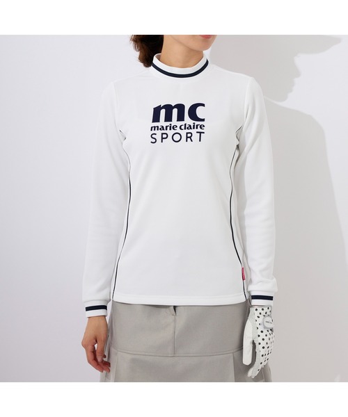 marie claire(マリ・クレール)の「marie claire GOLF/マリクレール ゴルフ シャツ モックネック ブランド 長袖 UVカット レディース 保温 防寒 スポーツウェア(Tシャツ/カットソー・レディース・ネイビー/ブラック/オフホワイト・LL/L/M/S)」の9枚目の写真