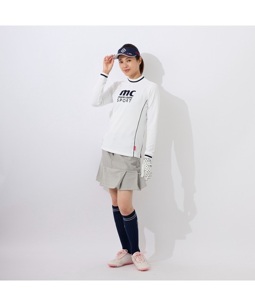 marie claire(マリ・クレール)の「marie claire GOLF/マリクレール ゴルフ シャツ モックネック ブランド 長袖 UVカット レディース 保温 防寒 スポーツウェア(Tシャツ/カットソー・レディース・ネイビー/ブラック/オフホワイト・LL/L/M/S)」の6枚目の写真
