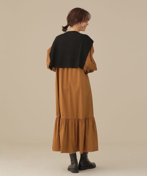 NANO universe（ナノユニバース）の「LB.03/ニットベストセットティアードワンピース（ワンピース・レディース・キャメル/ブラック・FREE）」の3枚目の写真