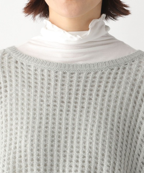 Lani ラニ メッシュ編み 裾アシメニットプルオーバー セール】片畦編みアシメZIPプルオーバー（ニット/セーター