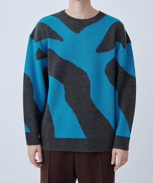 CITY TOKYO（シティトウキョウ）の「JURASSIC CAMOニット（ニット/セーター・メンズ・ライム/ブルー・1/2）」の2枚目の写真