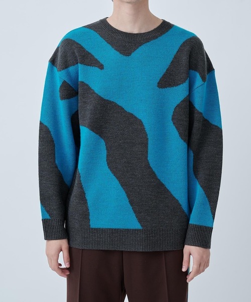 CITY TOKYO（シティトウキョウ）の「JURASSIC CAMOニット（ニット/セーター・メンズ・ライム/ブルー・1/2）」の9枚目の写真
