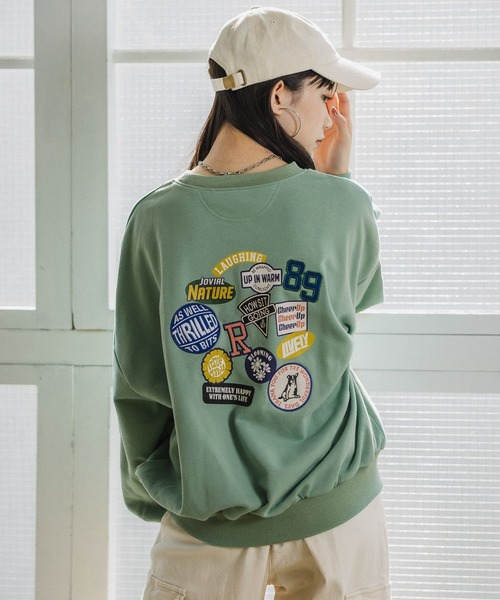 repipi armario（レピピ アルマリオ）の「【裏起毛】ワッペンスウェット（スウェット・キッズ・グレー/アイボリー/グリーン・SMALL/MEDIUM/LARGE）」の3枚目の写真