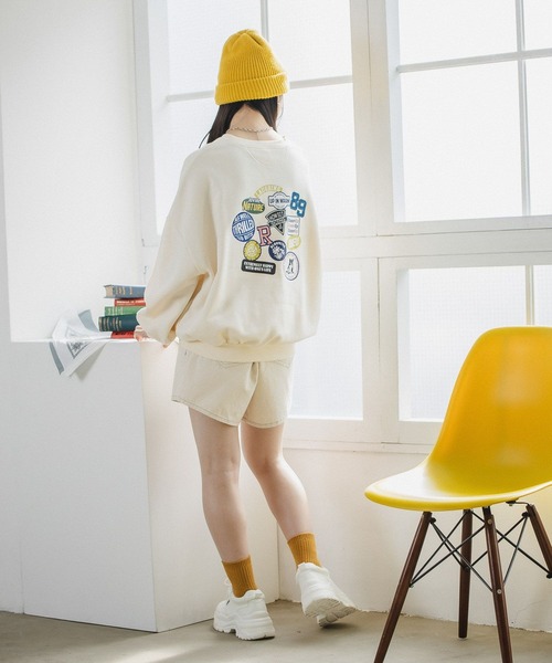 repipi armario（レピピ アルマリオ）の「【裏起毛】ワッペンスウェット（スウェット・キッズ・グレー/アイボリー/グリーン・SMALL/MEDIUM/LARGE）」の6枚目の写真