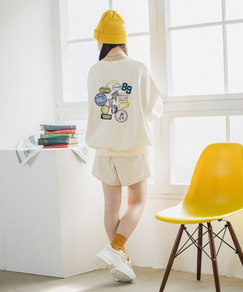 repipi armario（レピピ アルマリオ）の「【裏起毛】ワッペンスウェット（スウェット・キッズ・グレー/アイボリー/グリーン・SMALL/MEDIUM/LARGE）」の7枚目の写真