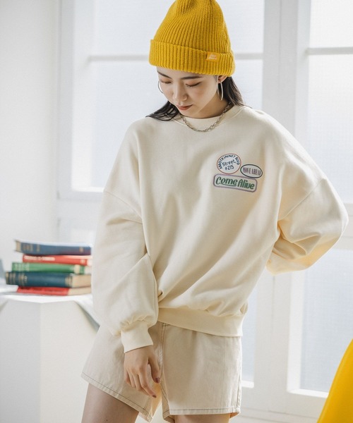 repipi armario（レピピ アルマリオ）の「【裏起毛】ワッペンスウェット（スウェット・キッズ・グレー/アイボリー/グリーン・SMALL/MEDIUM/LARGE）」の8枚目の写真