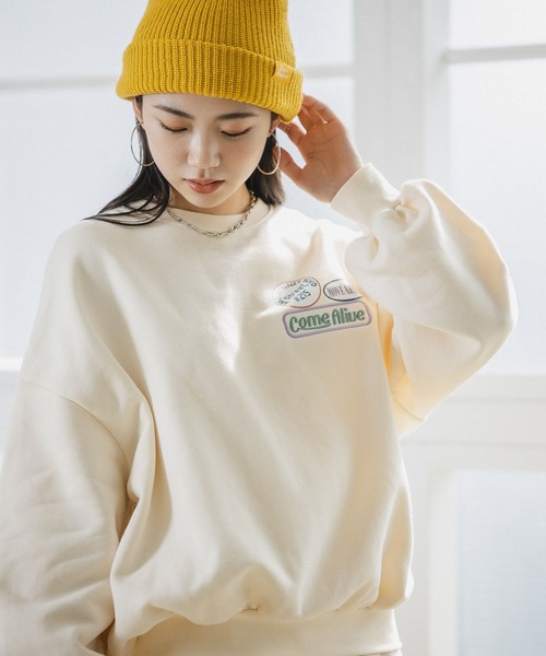 repipi armario（レピピ アルマリオ）の「【裏起毛】ワッペンスウェット（スウェット・キッズ・グレー/アイボリー/グリーン・SMALL/MEDIUM/LARGE）」の9枚目の写真