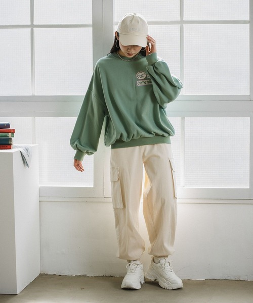 repipi armario（レピピ アルマリオ）の「【裏起毛】ワッペンスウェット（スウェット・キッズ・グレー/アイボリー/グリーン・SMALL/MEDIUM/LARGE）」の22枚目の写真