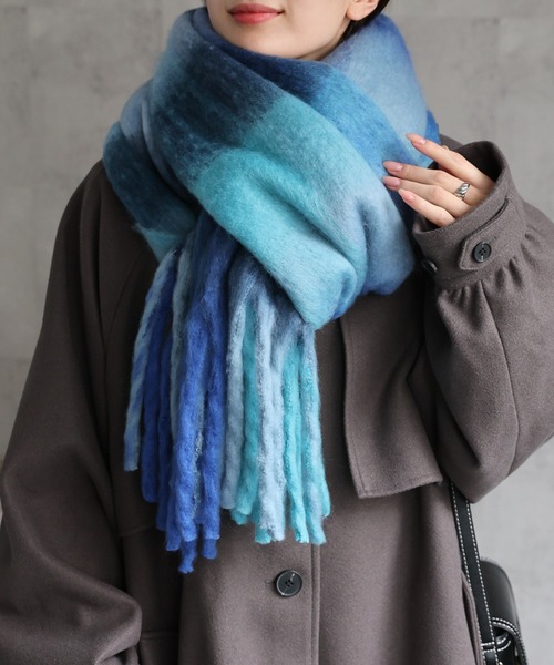 ETRÉ TOKYO ダウンストール　ブルー ETRE TOKYO(エトレトウキョウ) / ワイドストールパティング