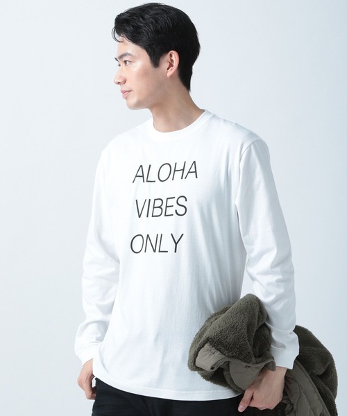 BAYFLOW(ベイフロー)の「【URBAN ISLAND SOCIETY(アーバンアイランドソサエティ)】プリントロングスリーブ(Tシャツ/カットソー・メンズ・ホワイト/ブラック/ダークブラウン・LARGE/MEDIUM)」の2枚目の写真