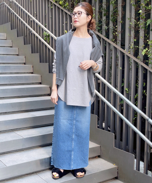 Spick & Span（スピックアンドスパン）の「≪追加≫ルーズロングTシャツ（Tシャツ/カットソー・レディース・ホワイト/グレー・FREE）」の3枚目の写真