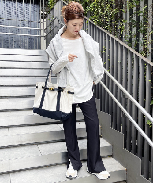 Spick & Span（スピックアンドスパン）の「≪追加≫ルーズロングTシャツ（Tシャツ/カットソー・レディース・ホワイト/グレー・FREE）」の4枚目の写真