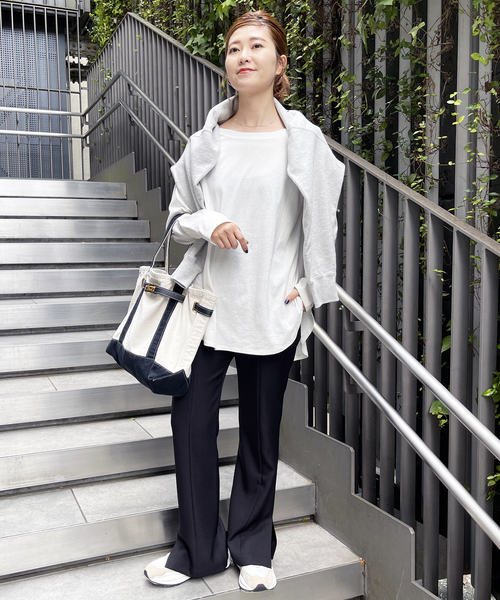 Spick & Span（スピックアンドスパン）の「≪追加≫ルーズロングTシャツ（Tシャツ/カットソー・レディース・ホワイト/グレー・FREE）」の9枚目の写真