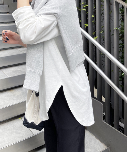 Spick & Span（スピックアンドスパン）の「≪追加≫ルーズロングTシャツ（Tシャツ/カットソー・レディース・ホワイト/グレー・FREE）」の10枚目の写真