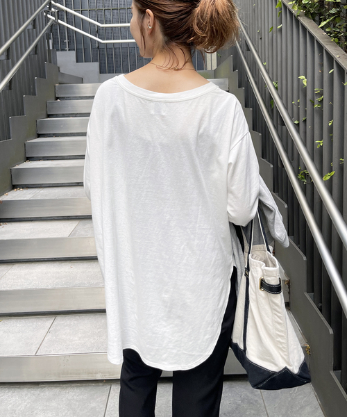 Spick & Span（スピックアンドスパン）の「≪追加≫ルーズロングTシャツ（Tシャツ/カットソー・レディース・ホワイト/グレー・FREE）」の11枚目の写真