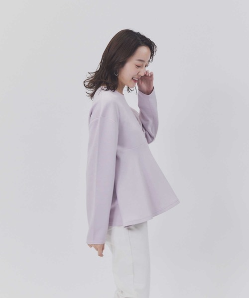 HONEYSUCKLE ROSE（ハニーサックルローズ）の「【HONEYSUCKLE ROSE】ペプラムポンチクルー（Tシャツ/カットソー・レディース・ホワイト/ブラック/パープル・M/L）」の3枚目の写真