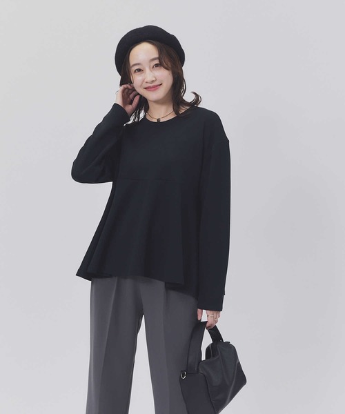 HONEYSUCKLE ROSE（ハニーサックルローズ）の「【HONEYSUCKLE ROSE】ペプラムポンチクルー（Tシャツ/カットソー・レディース・ホワイト/ブラック/パープル・M/L）」の2枚目の写真