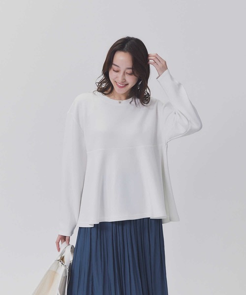 HONEYSUCKLE ROSE（ハニーサックルローズ）の「【HONEYSUCKLE ROSE】ペプラムポンチクルー（Tシャツ/カットソー・レディース・ホワイト/ブラック/パープル・M/L）」の5枚目の写真