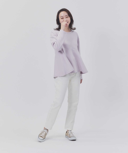 HONEYSUCKLE ROSE（ハニーサックルローズ）の「【HONEYSUCKLE ROSE】ペプラムポンチクルー（Tシャツ/カットソー・レディース・ホワイト/ブラック/パープル・M/L）」の12枚目の写真