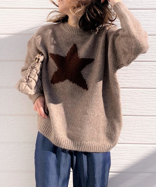 Q(キュー)の「スターニット(ニット/セーター・レディース・ライトグレー/ベージュ・MEDIUM)」の2枚目の写真