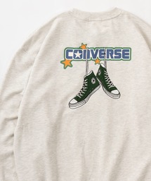 【CONVERSE/コンバース】バックプリント スニーカー サガラ刺繍 ワンポイント スウェット/クルーネック バック刺繍トレーナー/ ビッグシルエット/裏毛