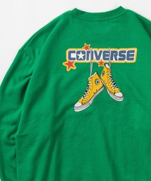 【CONVERSE/コンバース】バックプリント スニーカー サガラ刺繍 ワンポイント スウェット/クルーネック バック刺繍トレーナー/ ビッグシルエット/裏毛