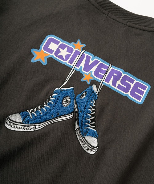 CONVERSE（コンバース）の「【CONVERSE/コンバース】バックプリント スニーカー サガラ刺繍 ワンポイント スウェット/クルーネック バック刺繍トレーナー/ ビッグシルエット/裏毛（スウェット・レディース・イエロー/オートミール/スミクロ/グリーン・M/L/XL）」の15枚目の写真